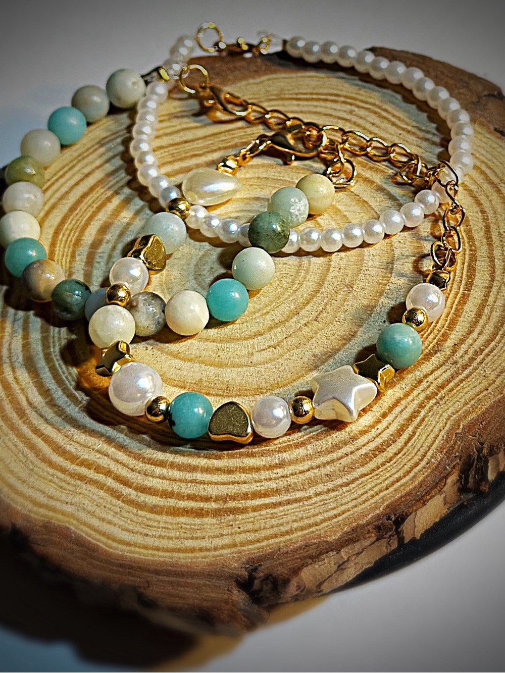 Gold & Aqua Beaded Bracelet - Elegant Women’s Jewelry